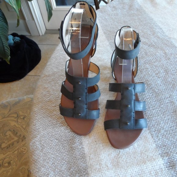 New Matt Bernson Black Leather Gladiator Ankle Strap Sandals Size 8 - Picture 2 of 12